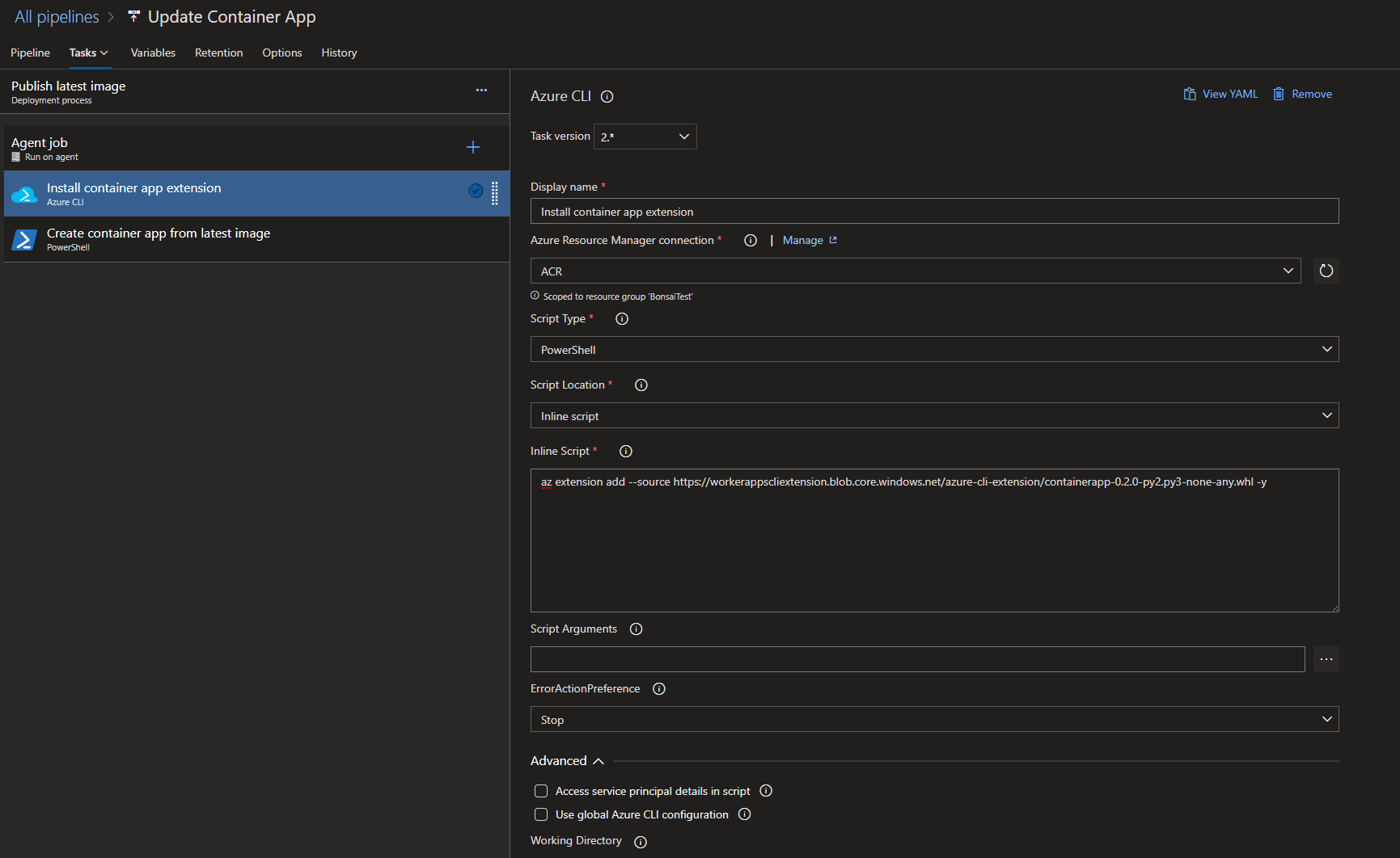Install Container Apps extension