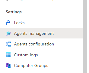 Agents management menu option in Azure Portal