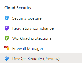 Click devOps security from left menu