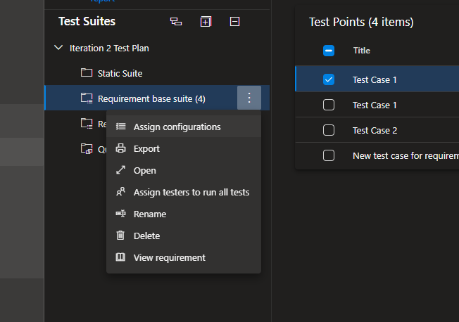 Right click on suite to assign configurations