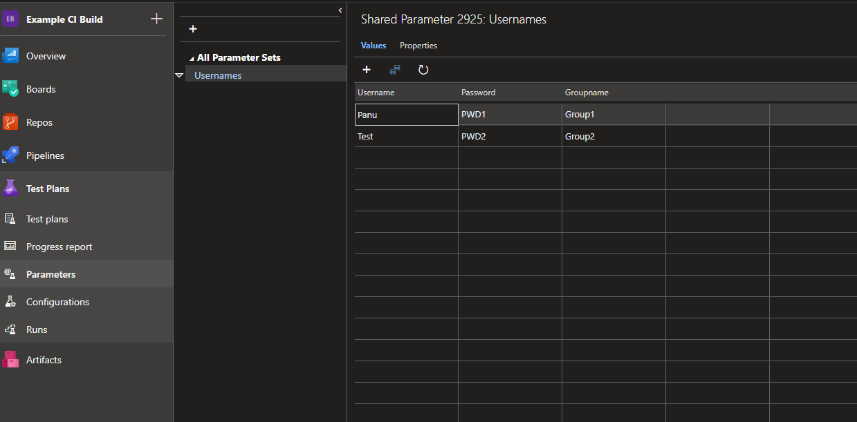 Parameters are simple way to share data between test cases